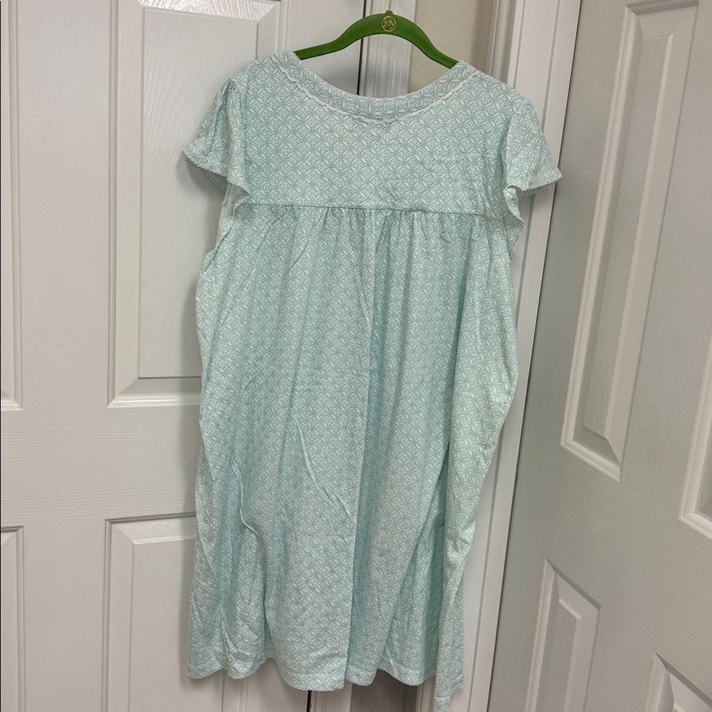 Miss Elaine Aqua Patterned Nightgown - Picture 3 of 3